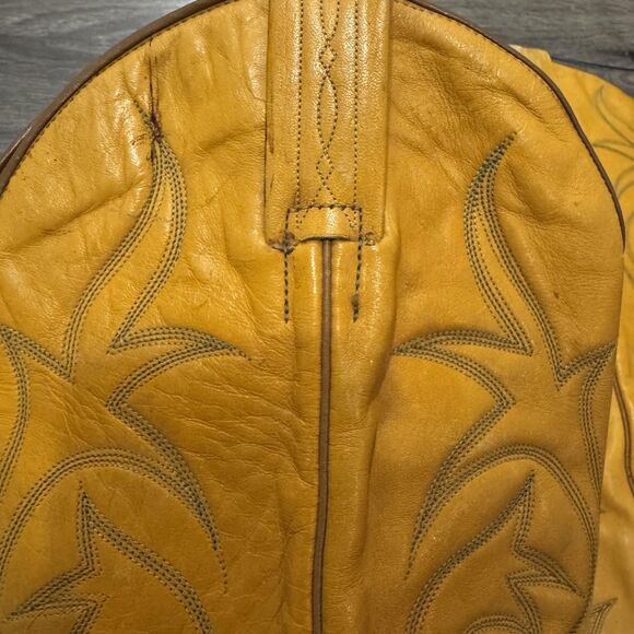 Tony Mora Cowboy Boots Yellow Tall Western Wmns Size 8.5 Stitched Leather 6400 5 - Picture 8 of 12